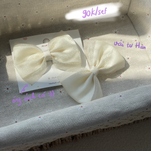 Kẹp nơ bản to vải tơ Hàn